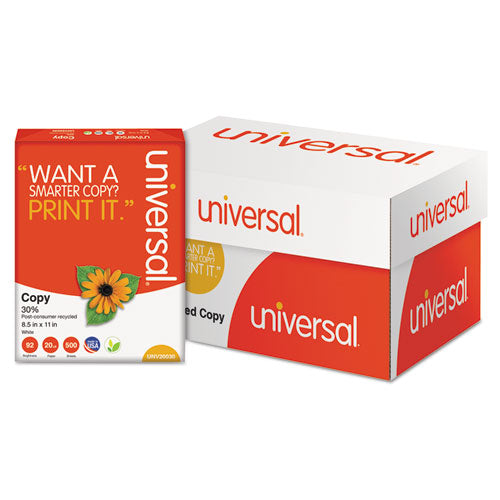 Universal® wholesale. UNIVERSAL 30% Recycled Copy Paper, 92 Bright, 20 Lb, 8.5 X 11, White, 500 Sheets-ream, 10 Reams-carton, 40 Cartons-pallet. HSD Wholesale: Janitorial Supplies, Breakroom Supplies, Office Supplies.