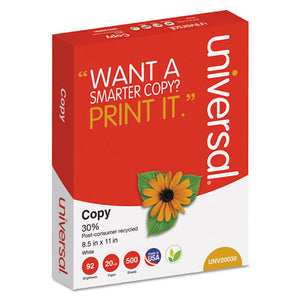 Universal® wholesale. UNIVERSAL 30% Recycled Copy Paper, 92 Bright, 20 Lb, 8.5 X 11, White, 500 Sheets-ream, 10 Reams-carton. HSD Wholesale: Janitorial Supplies, Breakroom Supplies, Office Supplies.