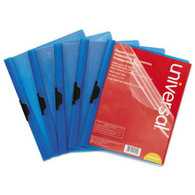 Load image into Gallery viewer, Universal® wholesale. UNIVERSAL® Plastic Report Cover W-clip, Letter, Holds 30 Pages, Clear-blue, 5-pk. HSD Wholesale: Janitorial Supplies, Breakroom Supplies, Office Supplies.