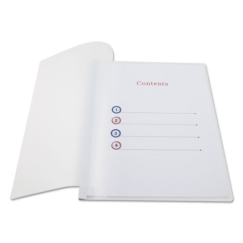 Universal® wholesale. UNIVERSAL® Clear View Report Cover With Slide-on Binder Bar, 20 Sheets, White, 25 Per Pack. HSD Wholesale: Janitorial Supplies, Breakroom Supplies, Office Supplies.