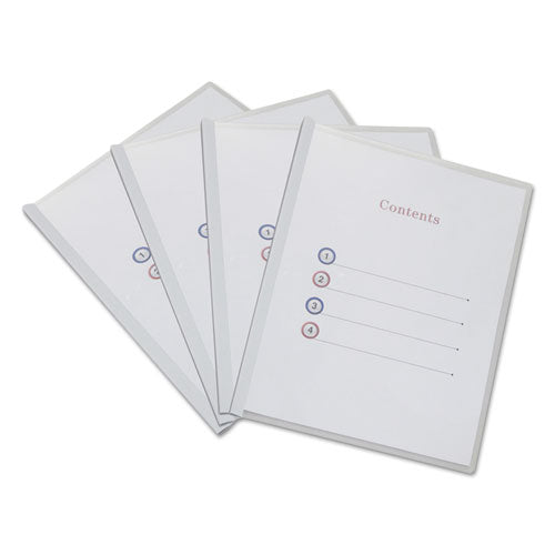 Universal® wholesale. UNIVERSAL® Clear View Report Cover With Slide-on Binder Bar, 20 Sheets, White, 25 Per Pack. HSD Wholesale: Janitorial Supplies, Breakroom Supplies, Office Supplies.