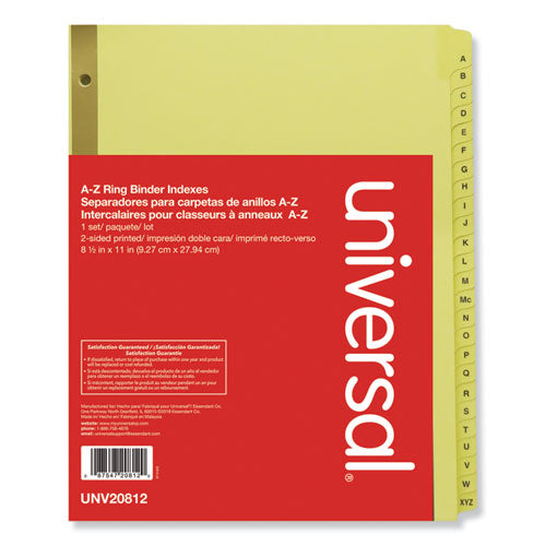 Universal® wholesale. UNIVERSAL® Deluxe Preprinted Plastic Coated Tab Dividers With Black Printing, 25-tab, A To Z, 11 X 8.5, Buff, 1 Set. HSD Wholesale: Janitorial Supplies, Breakroom Supplies, Office Supplies.