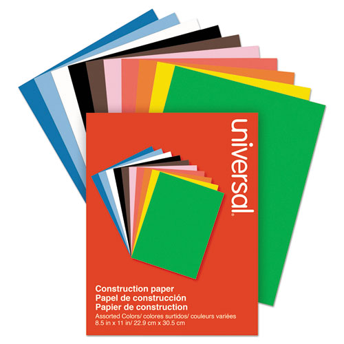 Universal® wholesale. UNIVERSAL® Construction Paper, 76lb, 9 X 12, Assorted, 200-pack. HSD Wholesale: Janitorial Supplies, Breakroom Supplies, Office Supplies.