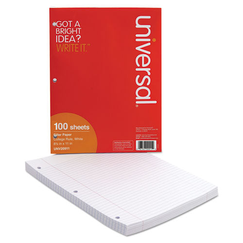 Universal® wholesale. UNIVERSAL® Filler Paper, 3-hole, 8.5 X 11, Medium-college Rule, 100-pack. HSD Wholesale: Janitorial Supplies, Breakroom Supplies, Office Supplies.