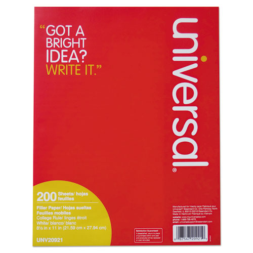 Universal® wholesale. UNIVERSAL® Filler Paper, 3-hole, 8.5 X 11, Medium-college Rule, 200-pack. HSD Wholesale: Janitorial Supplies, Breakroom Supplies, Office Supplies.