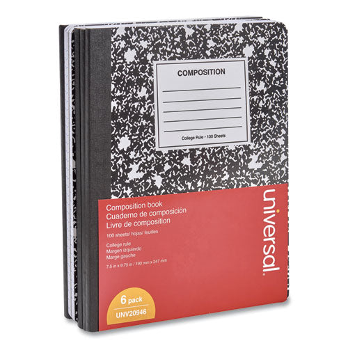 Universal® wholesale. UNIVERSAL® Composition Book, Medium-college Rule, Black Marble, 9.75 X 7.5, 100 Sheets, 6-pack. HSD Wholesale: Janitorial Supplies, Breakroom Supplies, Office Supplies.