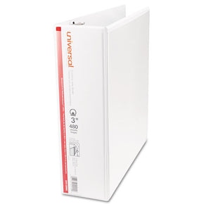 Universal® wholesale. UNIVERSAL® Economy Round Ring View Binder, 3 Rings, 3" Capacity, 11 X 8.5, White. HSD Wholesale: Janitorial Supplies, Breakroom Supplies, Office Supplies.