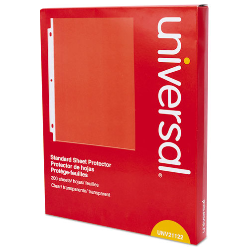 Universal® wholesale. UNIVERSAL® Standard Sheet Protector, Standard, 8 1-2 X 11, Clear, 200-box. HSD Wholesale: Janitorial Supplies, Breakroom Supplies, Office Supplies.