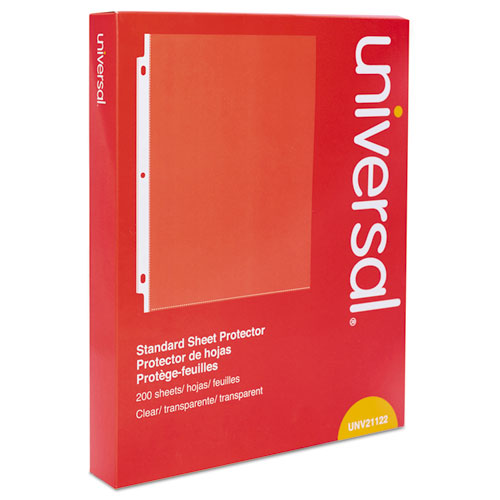 Universal® wholesale. UNIVERSAL® Standard Sheet Protector, Standard, 8 1-2 X 11, Clear, 200-box. HSD Wholesale: Janitorial Supplies, Breakroom Supplies, Office Supplies.