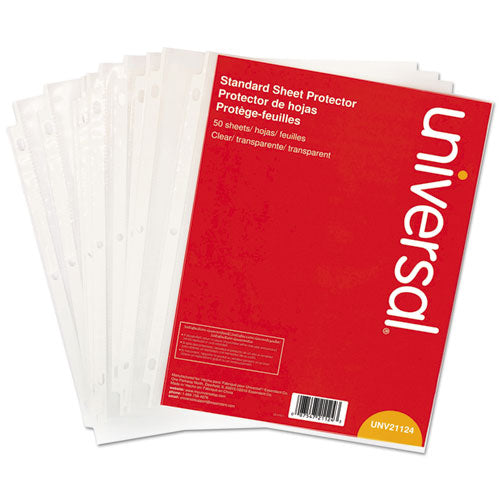 Universal® wholesale. UNIVERSAL® Top-load Poly Sheet Protectors, Standard Gauge, Letter, Clear, 50-pack. HSD Wholesale: Janitorial Supplies, Breakroom Supplies, Office Supplies.