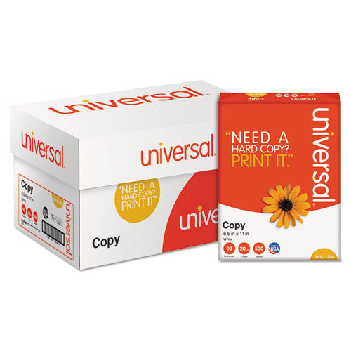 Universal® wholesale. UNIVERSAL® Copy Paper, 92 Bright, 20 Lb, 8.5 X 11, White, 500 Sheets-ream, 10 Reams-carton. HSD Wholesale: Janitorial Supplies, Breakroom Supplies, Office Supplies.