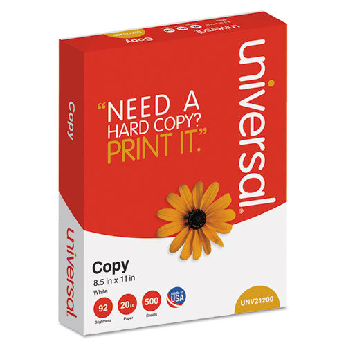 Universal® wholesale. UNIVERSAL® Copy Paper, 92 Bright, 20 Lb, 8.5 X 11, White, 500 Sheets-ream, 10 Reams-carton. HSD Wholesale: Janitorial Supplies, Breakroom Supplies, Office Supplies.