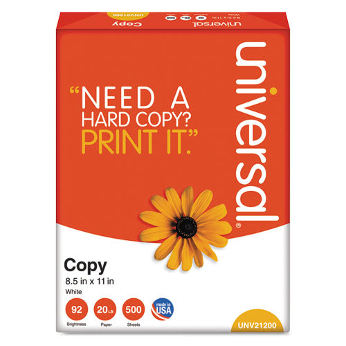 Universal® wholesale. UNIVERSAL® Copy Paper, 92 Bright, 20 Lb, 8.5 X 11, White, 500 Sheets-ream, 10 Reams-carton. HSD Wholesale: Janitorial Supplies, Breakroom Supplies, Office Supplies.