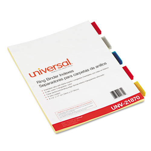 Universal® wholesale. UNIVERSAL® Insertable Tab Index, 5-tab, 11 X 8.5, Buff, 6 Sets. HSD Wholesale: Janitorial Supplies, Breakroom Supplies, Office Supplies.