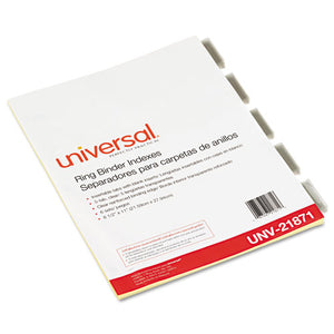 Universal® wholesale. UNIVERSAL® Insertable Tab Index, 5-tab, 11 X 8.5, Buff, 6 Sets. HSD Wholesale: Janitorial Supplies, Breakroom Supplies, Office Supplies.