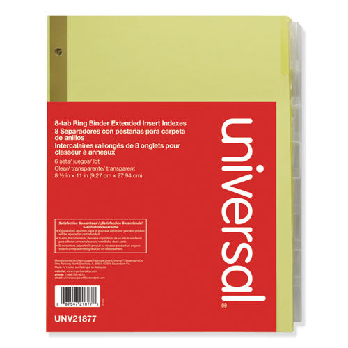 Universal® wholesale. UNIVERSAL® Deluxe Extended Insertable Tab Indexes, 8-tab, 11 X 8.5, Buff, 6 Sets. HSD Wholesale: Janitorial Supplies, Breakroom Supplies, Office Supplies.