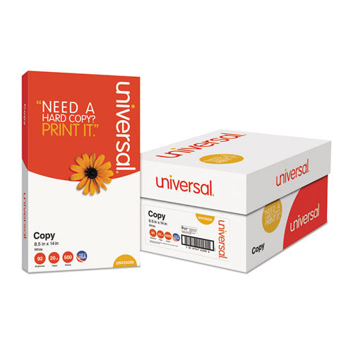 Universal® wholesale. UNIVERSAL® Copy Paper, 92 Bright, 20 Lb, 8.5 X 14, White, 500 Sheets-ream, 10 Reams-carton. HSD Wholesale: Janitorial Supplies, Breakroom Supplies, Office Supplies.