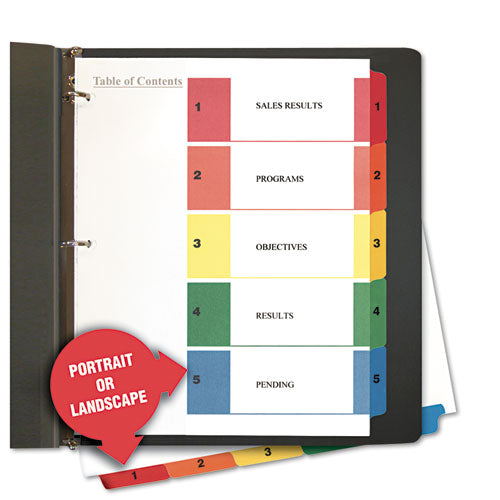 Universal® wholesale. UNIVERSAL® Deluxe Table Of Contents Dividers For Printers, 5-tab, 1 To 5; Table Of Contents, 11 X 8.5, White, 6 Sets. HSD Wholesale: Janitorial Supplies, Breakroom Supplies, Office Supplies.