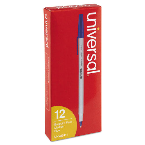 Universal™ wholesale. UNIVERSAL® Stick Ballpoint Pen, Medium 1mm, Blue Ink, Gray Barrel, Dozen. HSD Wholesale: Janitorial Supplies, Breakroom Supplies, Office Supplies.