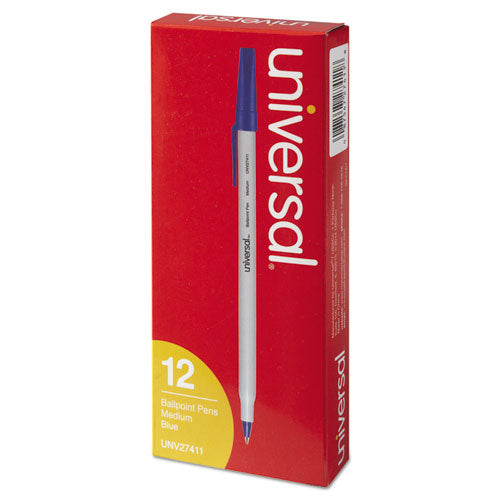 Universal™ wholesale. UNIVERSAL® Stick Ballpoint Pen, Medium 1mm, Blue Ink, Gray Barrel, Dozen. HSD Wholesale: Janitorial Supplies, Breakroom Supplies, Office Supplies.