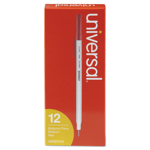 Universal™ wholesale. UNIVERSAL® Stick Ballpoint Pen, Medium 1mm, Red Ink, Gray Barrel, Dozen. HSD Wholesale: Janitorial Supplies, Breakroom Supplies, Office Supplies.