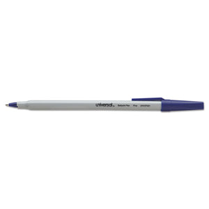 Universal™ wholesale. UNIVERSAL® Stick Ballpoint Pen, Fine 0.7mm, Blue Ink, Gray Barrel, Dozen. HSD Wholesale: Janitorial Supplies, Breakroom Supplies, Office Supplies.