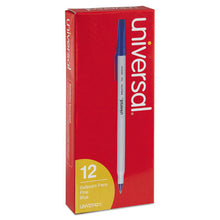 Load image into Gallery viewer, Universal™ wholesale. UNIVERSAL® Stick Ballpoint Pen, Fine 0.7mm, Blue Ink, Gray Barrel, Dozen. HSD Wholesale: Janitorial Supplies, Breakroom Supplies, Office Supplies.