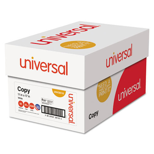 Universal® wholesale. UNIVERSAL® Copy Paper, 92 Bright, 20 Lb, 11 X 17, White, 500 Sheets-ream, 5 Reams-carton. HSD Wholesale: Janitorial Supplies, Breakroom Supplies, Office Supplies.