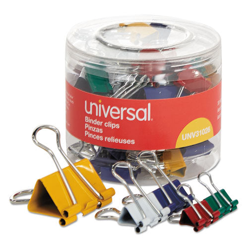 Universal® wholesale. UNIVERSAL Binder Clips In Dispenser Tub, Assorted Sizes And Colors, 30-pack. HSD Wholesale: Janitorial Supplies, Breakroom Supplies, Office Supplies.