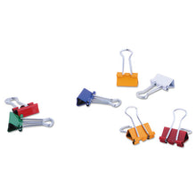Load image into Gallery viewer, Universal® wholesale. UNIVERSAL Binder Clips In Dispenser Tub, Mini, Assorted Colors, 60-pack. HSD Wholesale: Janitorial Supplies, Breakroom Supplies, Office Supplies.