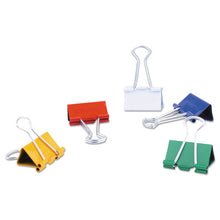 Load image into Gallery viewer, Universal® wholesale. UNIVERSAL Binder Clips In Dispenser Tub, Medium, Assorted Colors, 24-pack. HSD Wholesale: Janitorial Supplies, Breakroom Supplies, Office Supplies.