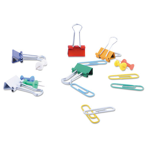 Universal® wholesale. UNIVERSAL® Combo Clip Pack, 380 Paper Clips, 280 Push Pins And 46 Binder Clips. HSD Wholesale: Janitorial Supplies, Breakroom Supplies, Office Supplies.