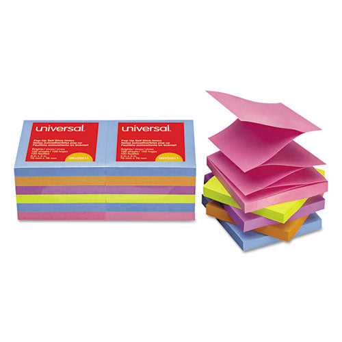 Universal® wholesale. UNIVERSAL® Fan-folded Self-stick Pop-up Note Pads, 3 X 3, Assorted Bright, 100-sheet, 12-pk. HSD Wholesale: Janitorial Supplies, Breakroom Supplies, Office Supplies.