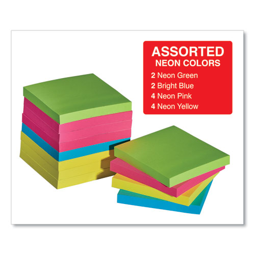 Universal® wholesale. UNIVERSAL® Self-stick Note Pads, 3 X 3, Assorted Neon Colors, 100-sheet, 12-pack. HSD Wholesale: Janitorial Supplies, Breakroom Supplies, Office Supplies.