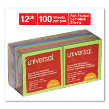 Load image into Gallery viewer, Universal® wholesale. UNIVERSAL® Fan-folded Self-stick Pop-up Notes, 3 X 3, Assorted Neon-yellow, 100sheet, 12-pk. HSD Wholesale: Janitorial Supplies, Breakroom Supplies, Office Supplies.