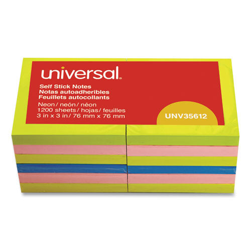 Universal® wholesale. UNIVERSAL® Fan-folded Self-stick Pop-up Notes, 3 X 3, Assorted Neon-yellow, 100sheet, 12-pk. HSD Wholesale: Janitorial Supplies, Breakroom Supplies, Office Supplies.