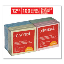 Load image into Gallery viewer, Universal® wholesale. UNIVERSAL® Fan-folded Self-stick Pop-up Notes, 3 X 3, 4 Assorted Pastel, 100-sheet, 12-pk. HSD Wholesale: Janitorial Supplies, Breakroom Supplies, Office Supplies.