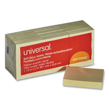 Load image into Gallery viewer, Universal® wholesale. UNIVERSAL® Self-stick Note Pads, 1 1-2 X 2, Yellow, 12 100-sheet-pack. HSD Wholesale: Janitorial Supplies, Breakroom Supplies, Office Supplies.