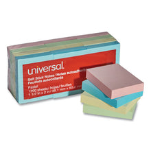 Load image into Gallery viewer, Universal® wholesale. UNIVERSAL® Self-stick Note Pads, 1 1-2 X 2, Assorted Pastel Colors, 100-sheet, 12-pack. HSD Wholesale: Janitorial Supplies, Breakroom Supplies, Office Supplies.