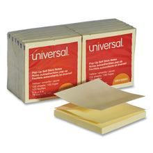 Load image into Gallery viewer, Universal® wholesale. UNIVERSAL® Fan-folded Self-stick Pop-up Note Pads, 3 X 3, Yellow, 100-sheet, 12-pack. HSD Wholesale: Janitorial Supplies, Breakroom Supplies, Office Supplies.