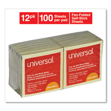 Load image into Gallery viewer, Universal® wholesale. UNIVERSAL® Fan-folded Self-stick Pop-up Note Pads, 3 X 3, Yellow, 100-sheet, 12-pack. HSD Wholesale: Janitorial Supplies, Breakroom Supplies, Office Supplies.