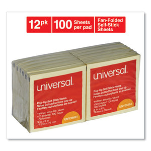 Universal® wholesale. UNIVERSAL® Fan-folded Self-stick Pop-up Note Pads, 3 X 3, Yellow, 100-sheet, 12-pack. HSD Wholesale: Janitorial Supplies, Breakroom Supplies, Office Supplies.