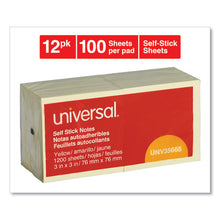 Load image into Gallery viewer, Universal® wholesale. UNIVERSAL® Self-stick Note Pads, 3 X 3, Yellow, 100-sheet, 12-pack. HSD Wholesale: Janitorial Supplies, Breakroom Supplies, Office Supplies.