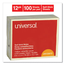 Load image into Gallery viewer, Universal® wholesale. UNIVERSAL® Self-stick Note Pads, 3 X 5, Yellow, 100-sheet, 12-pack. HSD Wholesale: Janitorial Supplies, Breakroom Supplies, Office Supplies.