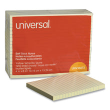 Load image into Gallery viewer, Universal® wholesale. UNIVERSAL® Self-stick Note Pads, Lined, 4 X 6, Yellow, 100-sheet, 12-pack. HSD Wholesale: Janitorial Supplies, Breakroom Supplies, Office Supplies.