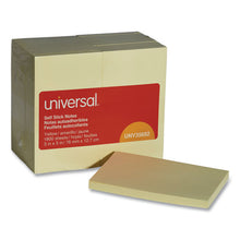 Load image into Gallery viewer, Universal® wholesale. UNIVERSAL® Self-stick Note Pads, 3 X 5, Yellow, 100-sheet, 18-pack. HSD Wholesale: Janitorial Supplies, Breakroom Supplies, Office Supplies.