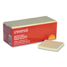 Load image into Gallery viewer, Universal® wholesale. UNIVERSAL® Self-stick Note Pads, 3&quot; X 3&quot;, Yellow, 90-sheet, 24-pack. HSD Wholesale: Janitorial Supplies, Breakroom Supplies, Office Supplies.