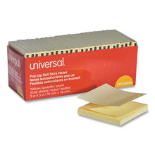 Load image into Gallery viewer, Universal® wholesale. UNIVERSAL® Fan-folded Self-stick Pop-up Note Pads, 3&quot; X 3&quot;, Yellow, 90-sheet, 24-pack. HSD Wholesale: Janitorial Supplies, Breakroom Supplies, Office Supplies.