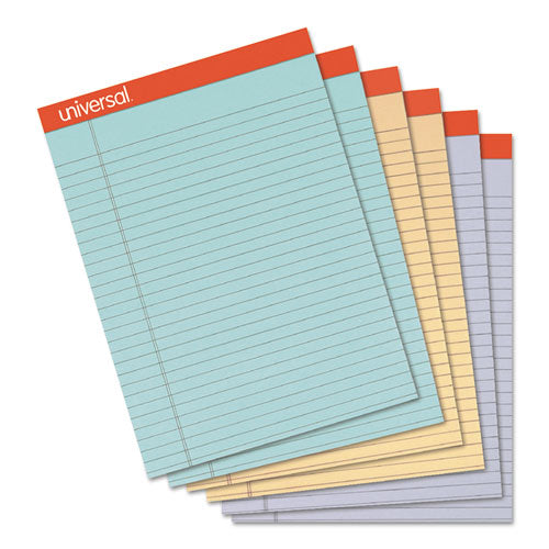 Universal® wholesale. UNIVERSAL® Perforated Writing Pads, Wide-legal Rule, 8.5 X 11.75, Assorted Sheet Colors, 50 Sheets, 6-pack. HSD Wholesale: Janitorial Supplies, Breakroom Supplies, Office Supplies.