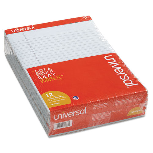 Universal® wholesale. UNIVERSAL® Colored Perforated Writing Pads, Wide-legal Rule, 8.5 X 11, Blue, 50 Sheets, Dozen. HSD Wholesale: Janitorial Supplies, Breakroom Supplies, Office Supplies.